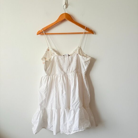 Zara Embroidered Poplin Ruffle Hem Short Dress White Size Large Blogger Fav - Picture 12 of 14